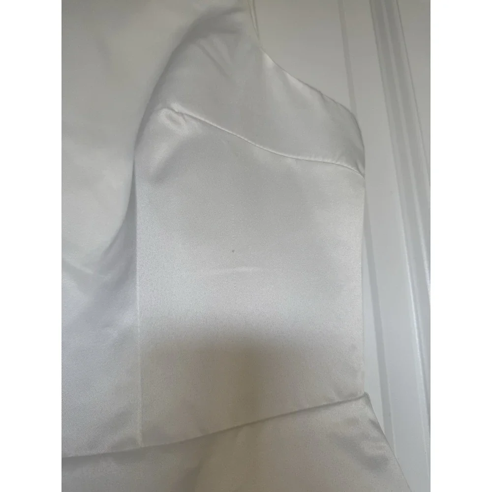 NWT Reformation Zenni Dress‎ Ivory Size 12 Bridal Boat Neck Satin V Neck Mini